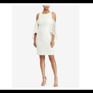 Ralph Lauren White Lace Cold Shoulder Dress